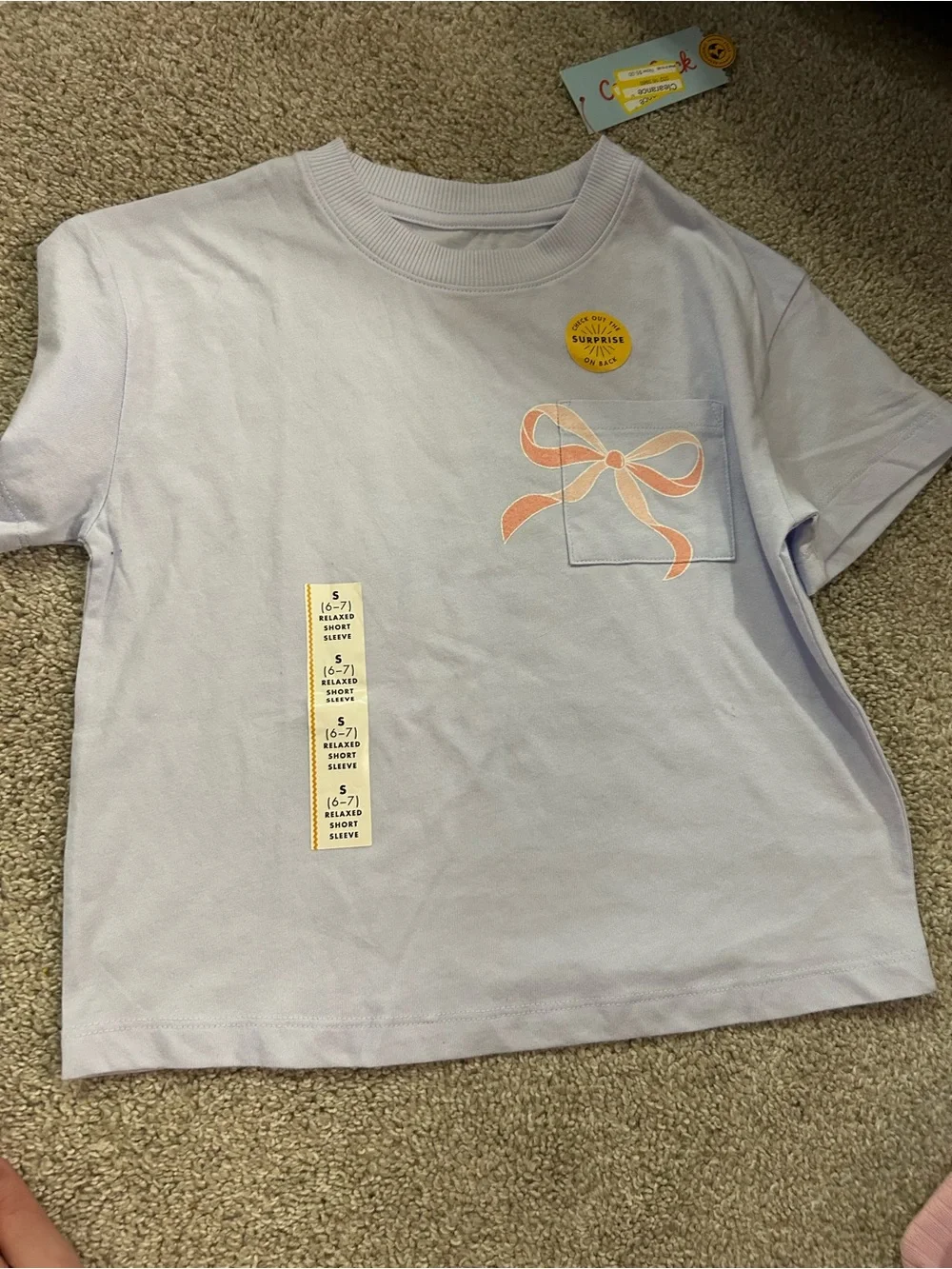 Cat & Jack Purple Bow Graphic T-Shirt NWT